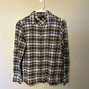 J. Crew Green and Blue Plaid Flannel Button Down Shirt